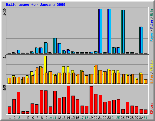 Daily usage for January 2009