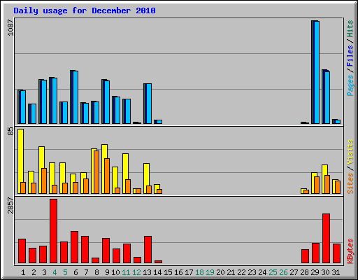 Daily usage for December 2010