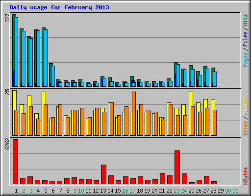 Daily usage for February 2013