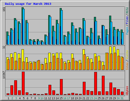 Daily usage for March 2013