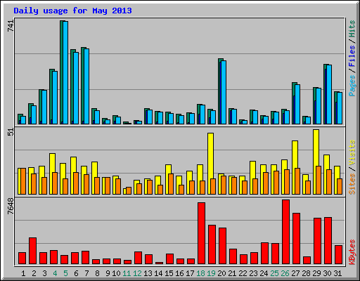 Daily usage for May 2013
