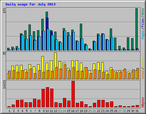 Daily usage for July 2013