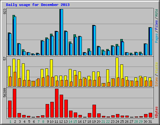 Daily usage for December 2013