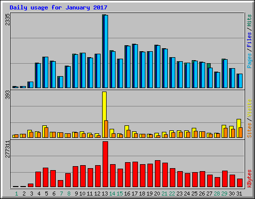 Daily usage for January 2017