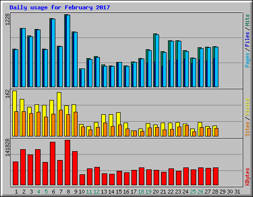 Daily usage for February 2017