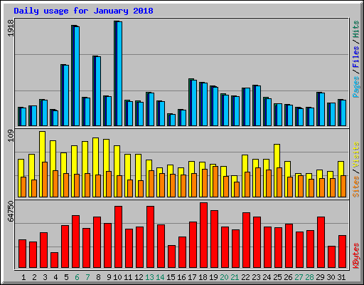 Daily usage for January 2018