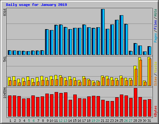 Daily usage for January 2019