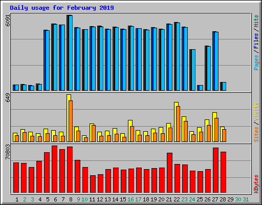 Daily usage for February 2019