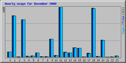 Hourly usage for December 2008