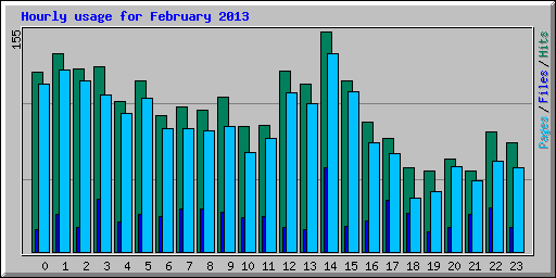 Hourly usage for February 2013