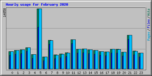 Hourly usage for February 2020